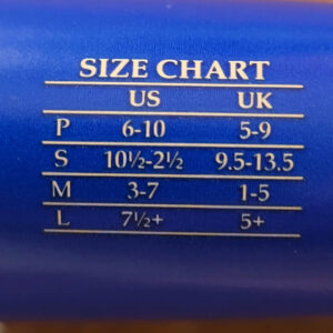 A sizing chart for Katie Luck and Sassy poodle socks